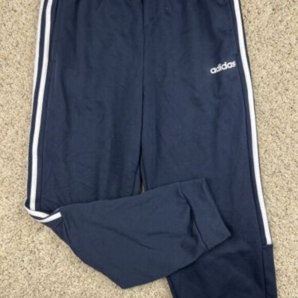 adidas Climalite Mens LARGE Blue Activewear Workout Jogging Pants 3 Striped - Picture 1 of 5
